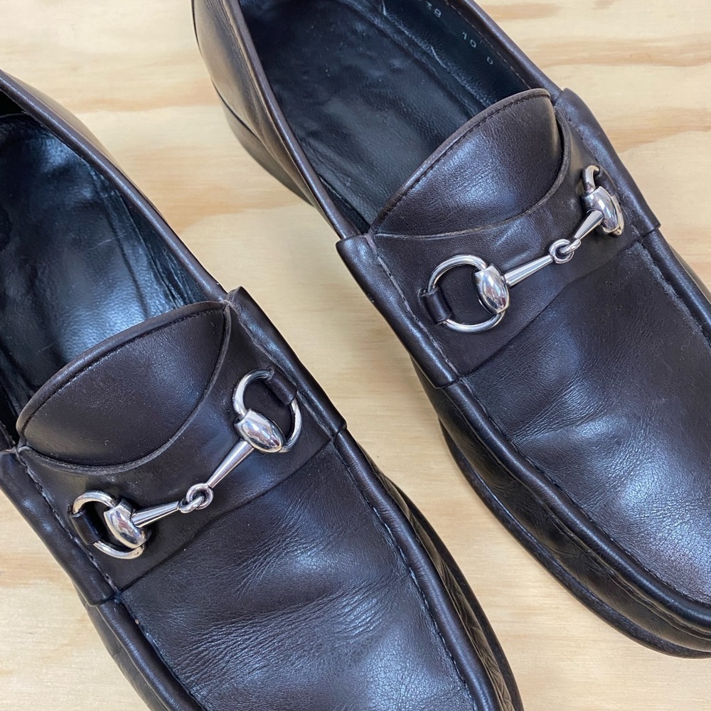 Gucci Brown Leather Horsebit Loafers - Picture 2 of 8